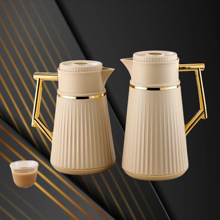 طقم ترمس بني فاتح للشاي والقهوة من رويال كاميل 0217457