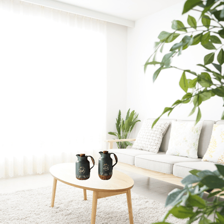 طقم ترمس رمادي غامق قاعدة خشبي للشاي والقهوة من بيتروس0217130