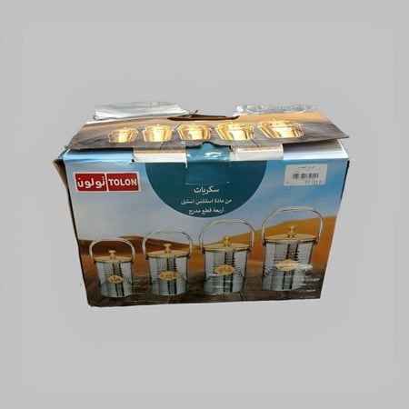 طقم سكريات استيل حب الرمان لونين ط 4 ح