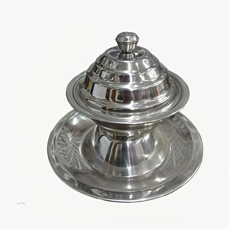 تمرية استيل بغطاء و قاعدة 16 سم
