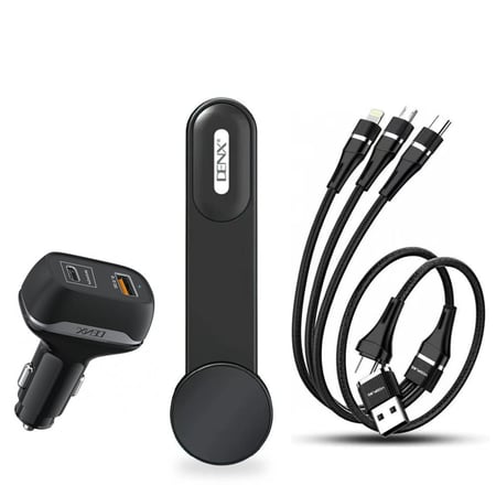 ستاند جوال مغناطيسي يدعم شحن ماج سيف + شاحن سيارة بقوة 38 واط + كيبل شحن 3في2 بـ3 رؤوس