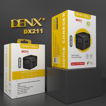 شاحن وفيش جداري عالمي متعدد المنافذ والمخارج من دينكس DENX DX211