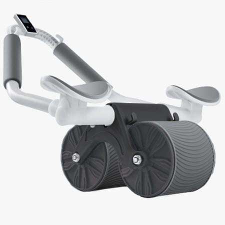 عجلة تمارين البطن مع ارتداد تلقائي ودعم للكوع مزودة بوسادة للركبة وحامل للجوال مناسبة للرجال والنساء لون أسود