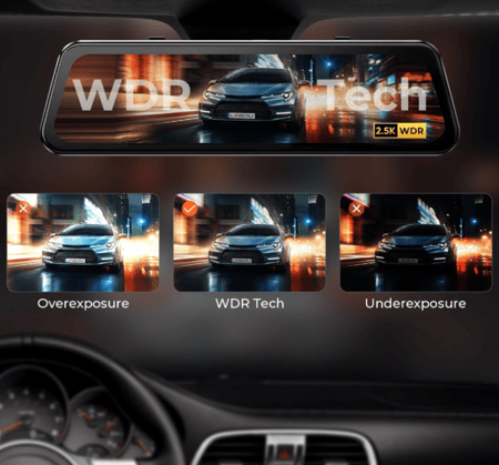 مرايا سيارة امامية مزودة بكاميرا داش كام امامية وخلفية بدقة 4K من LNGDU LD2K