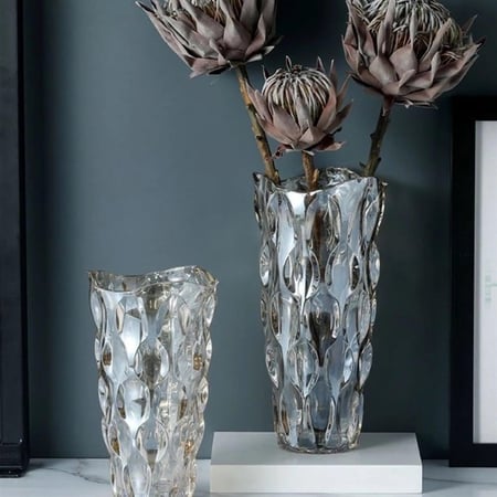 مزهرية امبر زجاجية سلفر كريستال