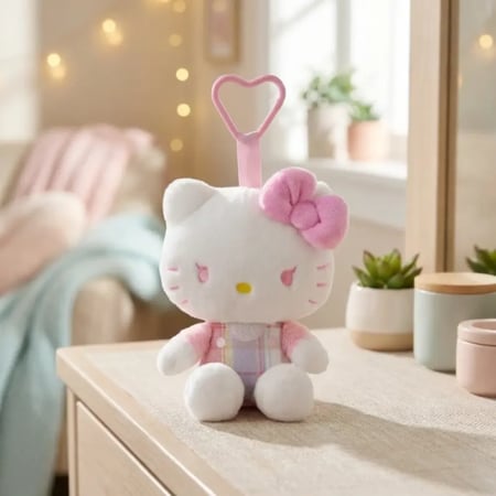 ميدالية مفاتيح على شكل دمية صغيرة من مجموعة هيلو كيتي باللون الوردي