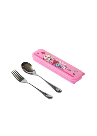 طقم ادوات المائدة شوكة و ملعقة مع حافظة من مجموعة BT21 - وردي