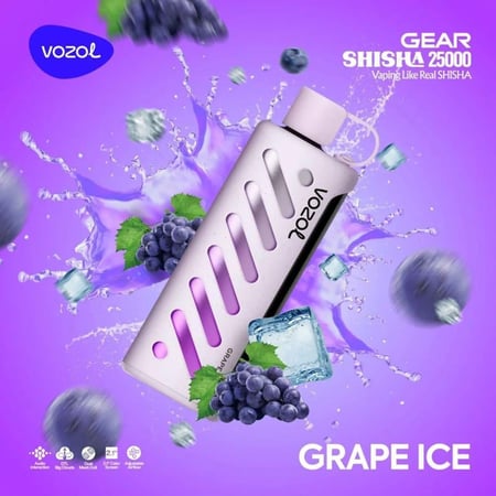 Vozol Gear Shisha جهاز فيب شيشة فوزول 25000 شفطة عدة نكهات 5 نيكوتين استخدام مره واحده
