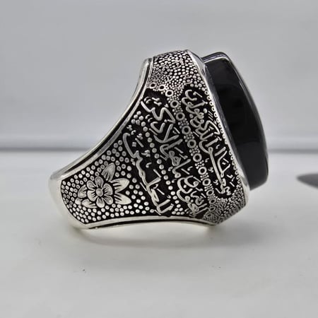 خاتم عقيق يماني فضه ثقيل 950