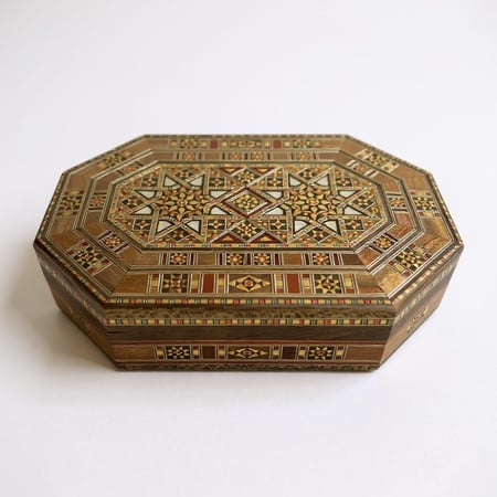 طقم ثلاث علبة خشبية مطعم بالصدف