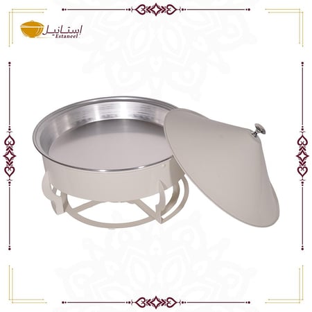 سخان حلا قواعد سادة ملون كبير مع غطاء مقاس 30 ( لون بيج )