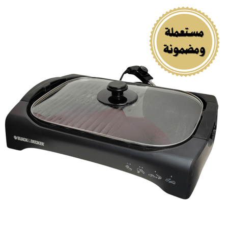 جهاز صنع البانيني والشواء من بلاك اند ديكر ، لون اسود (الجهاز مستخدم وبحالة جيدة كما هو موضح في الصور )