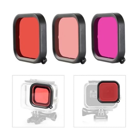 طقم عدسات فلتر للاستخدام تحت الماء لكاميرا جو برو هيرو 8 مكون من 3 قطع متعدد الألوان