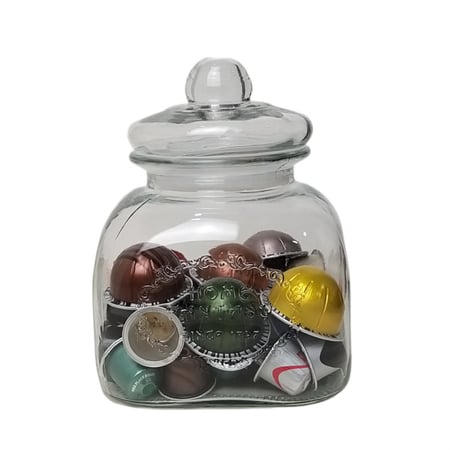 حافظة كبسولات من الزجاج الفاخر بغطاء حجم كبير