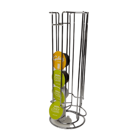 ستاند كبسولات دولتشي قوستو لون فضي ستيل شكل دائري