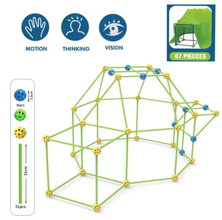 مجموعة بناء القلاع والبيوت للأطفال - 87 قطعة