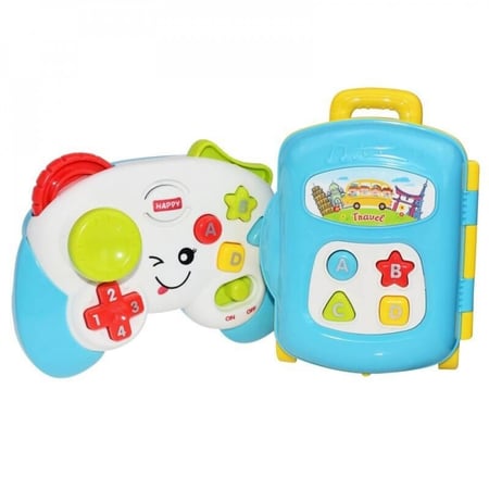 يد تحكم مع حقيبة سفر يصدر موسيقى