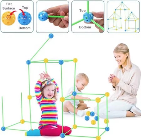 مجموعة بناء القلاع والبيوت للأطفال - 87 قطعة