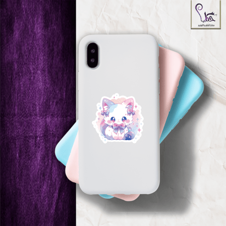 ملصقات - قطط لطيفة بنفسجي