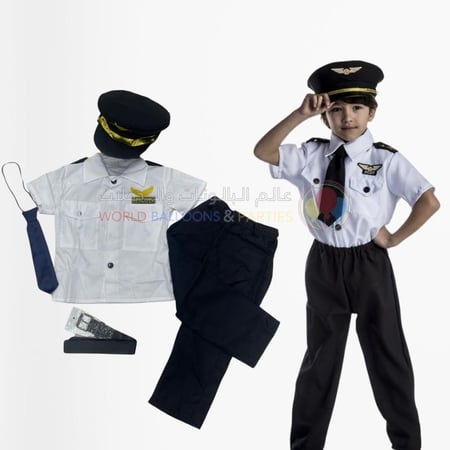 لبس كابتن طيار ابيض واسود pilot