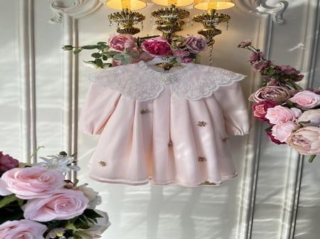 فستان بقبة مطرزة + جيبون داخلي