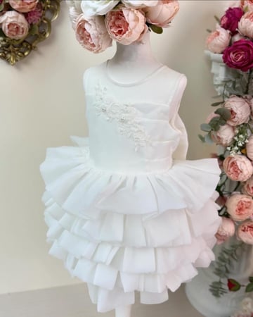 فستان طبقات الشيفون مزين بالدانتيل +طوق الشعر