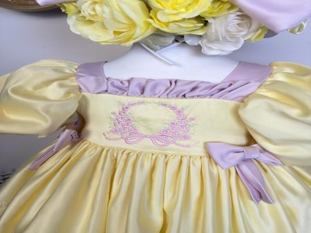 فستان باسكن روبنز+فيونكة الشعر وجيبون منفوش إضافية