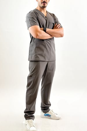 طقم سكراب كامل رجالي رمادي