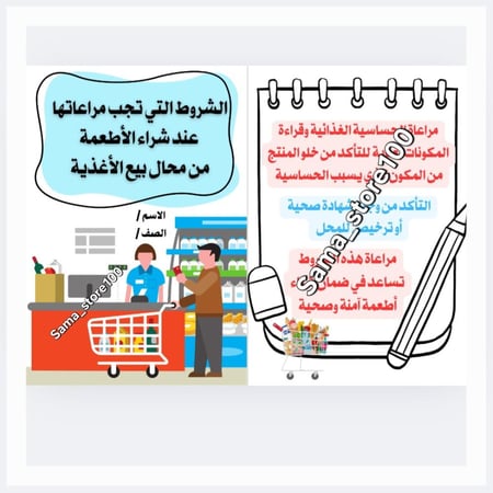 مشروع كتابة النص الإرشادي الشروط التي تجب مراعاتها عند شراء الأطعمة لغتي سادس ابتدائي الفصل الدراسي الثاني pdf