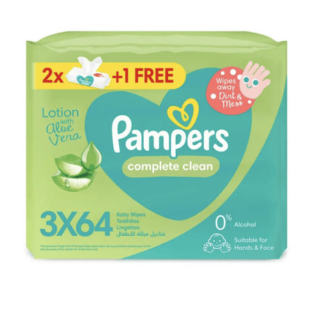 بامبرز مناديل مبللة * 3 عبوات من 64 منديل