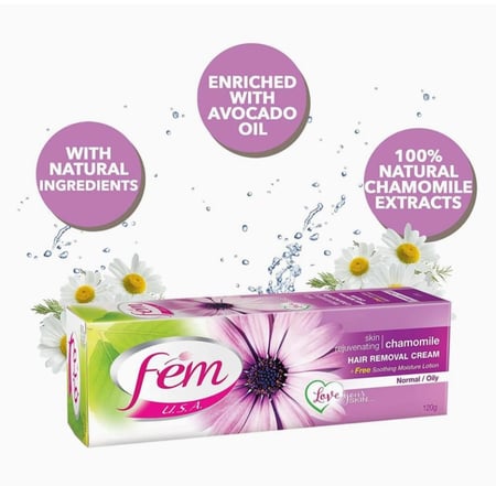 كريم إزالة الشعر بالبابونج المنعش من فيم يو اس ايه 120 جرام  مع لوشن العناية بالبشرة