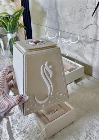 بكج لتفاصيل العروس ٤ قطع بوكس العقد +بوكس الدبل + بوكس المسكة +مبخرة جلد شامل التنسيق بتصميم الولو