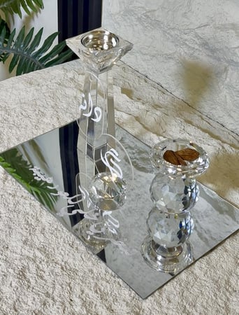 مجموعة المبخرة الكريستال ٤ قطع كرستال لوح+ مبخرة +كريستال العود+مرايا شامل التنسيق