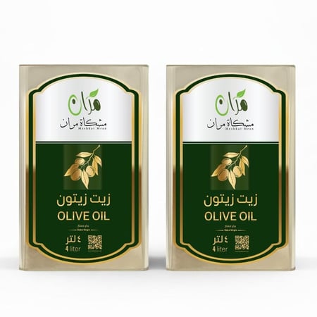 8 لتر مقسمة إلى عبوتين زيت زيتون طبيعي 100% كل عبوة 4 لتر