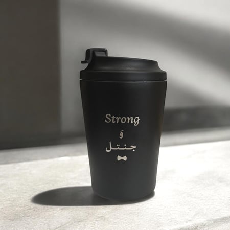 Strong MUG وجنتل   - أسود (كوب حراري)