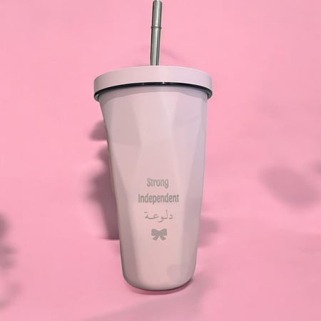 MUG بعبارات - وردي (كوب حراري).(CUP124)
