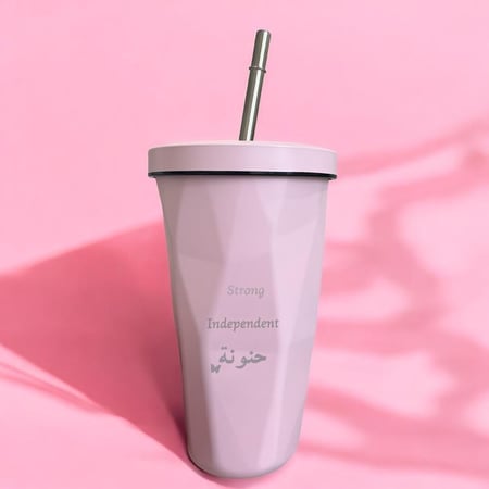 MUG بعبارات - وردي (كوب حراري).(CUP124)
