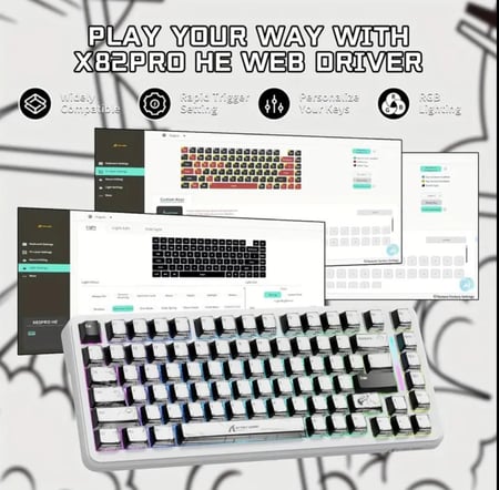 كيبورد مغناطيسي لا سلكي attack shark x82pro he