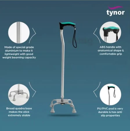 عكاز الومنيوم  اربع ارجل موديل TYNOR L-12