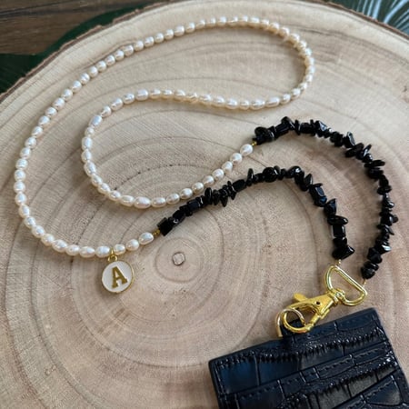 تعليقه بطاقه لولو زراعي وحجر + حامل بطاقه جلد