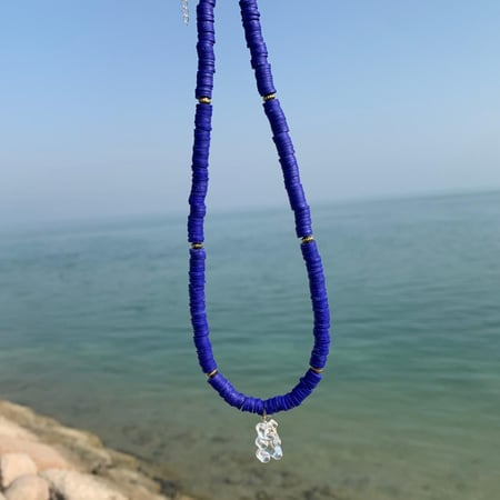 سلسال خرز ازرق مع