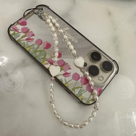 تعليقه جوال نص لولو زراعي وتدخيلات خرز وردي