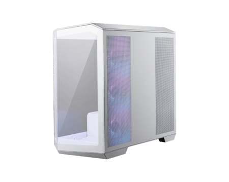 MSI MAG PANO M100R PZ White – صندوق ألعاب Micro-ATX بتصميم بانورامي و4 مراوح ARGB