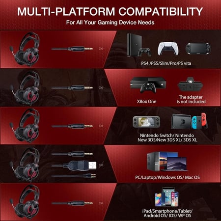 اجساكي سماعات راس للالعاب M180 برو اكس بوكس ون، سماعات راس سلكية للالعاب PS5 مع ميكروفونمن ONIKUMA