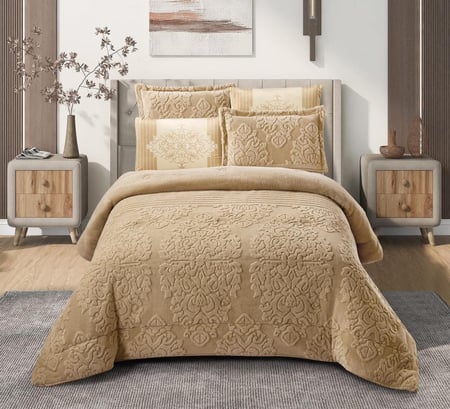 طقم مفرش سرير شتوي مزدوج 6 قطع