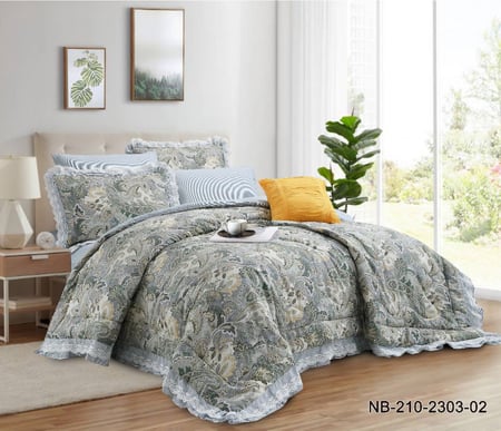 طقم مفرش صيفي قطن مزدوج 7 قطع