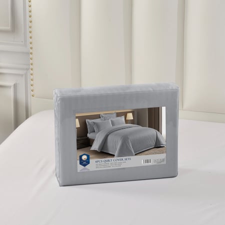 طقم مفرش فندقي مقلم قطن 6 قطع (بدون حشوة)