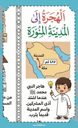 مطوية "رحلة الهجرة النبوية" – إبداع تعليمي يجمع بين المعرفة والمرح!