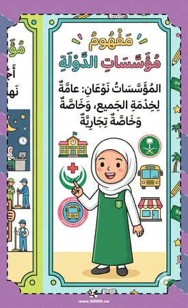 مطوية مفهوم مؤسسات الدولة دراسات اجتماعية خامس ابتدائي بنات