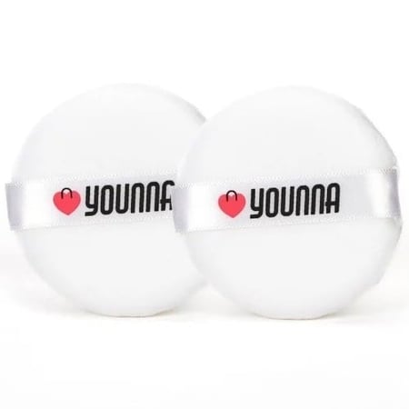 يونا - اسفنجة بودرة للمكياج دائرية بلون أبيض من قطعتين